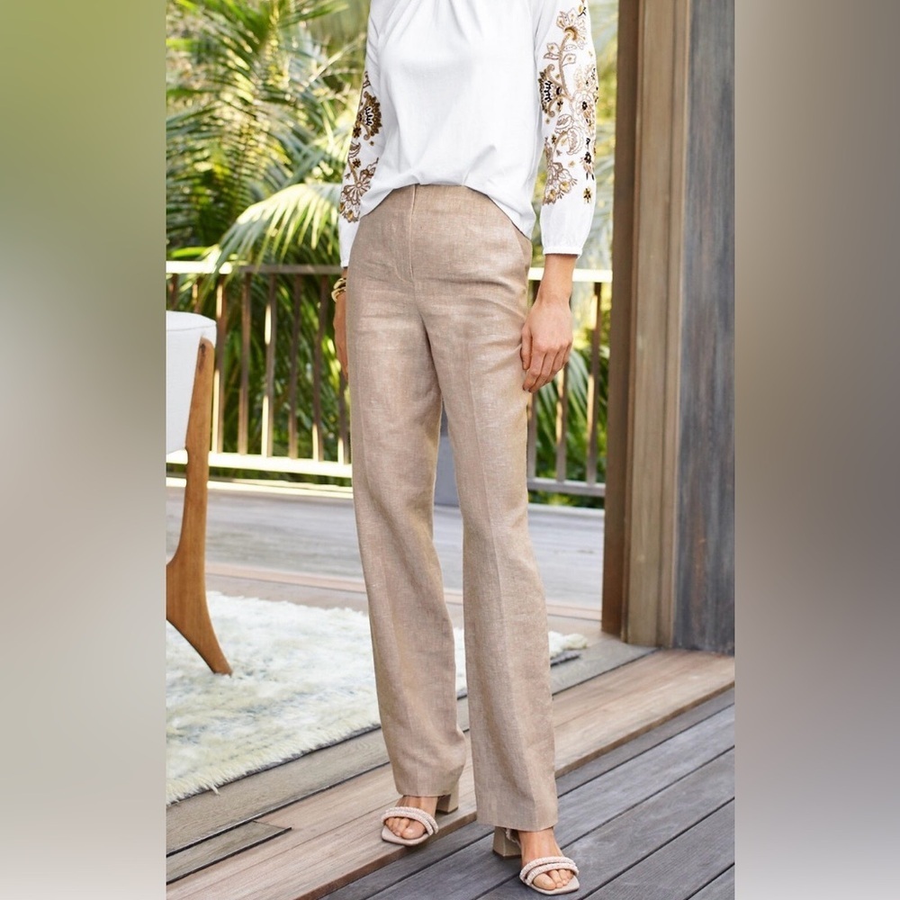 New Talbots Southampton straight leg 100% linen trousers size 10